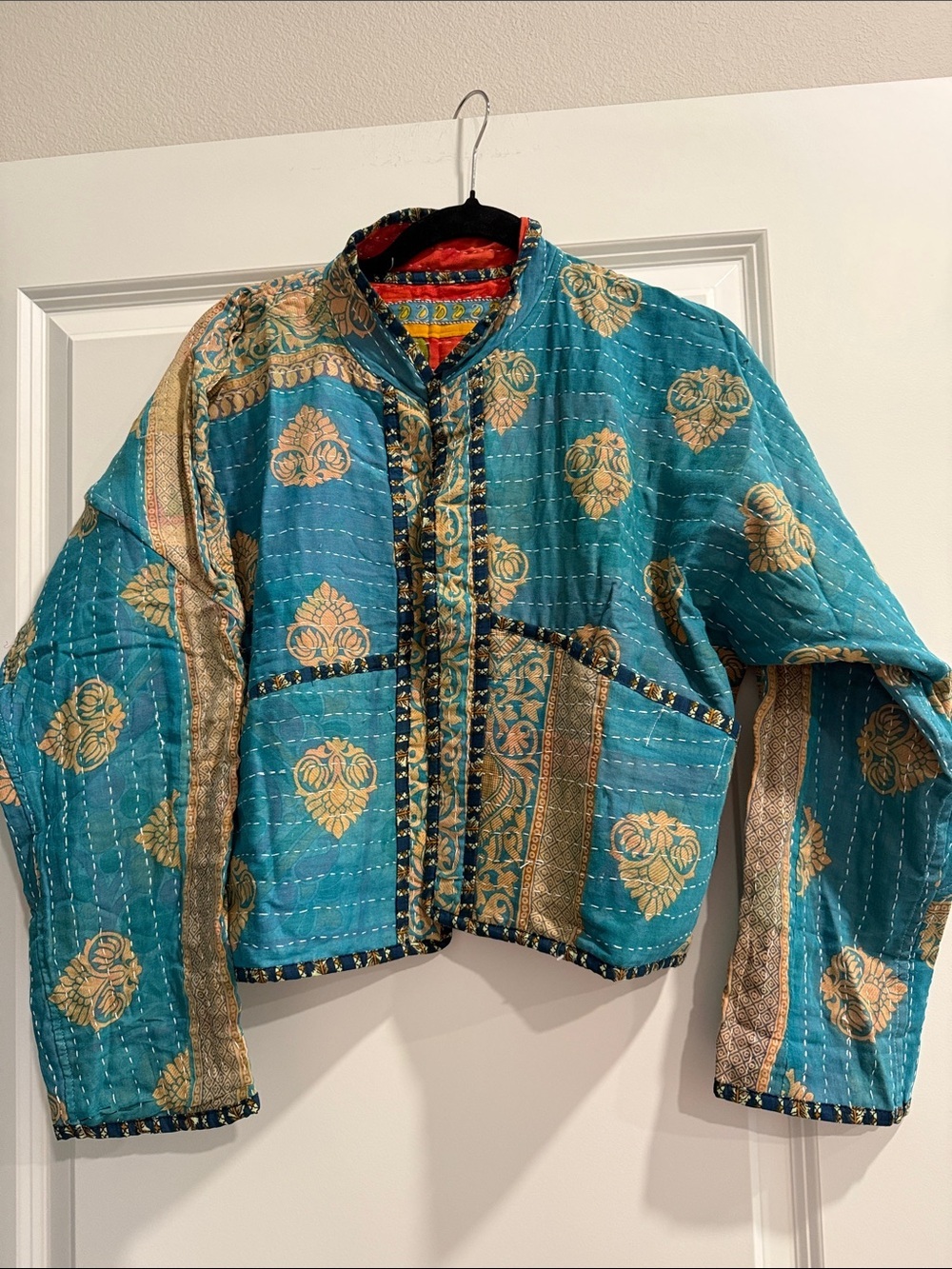 NWOT reversible KANTHA Patchwork Quilted Jacket one sz
